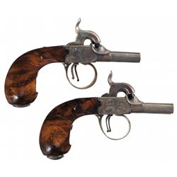 Pair of European Double Barrel Percussion Pistols