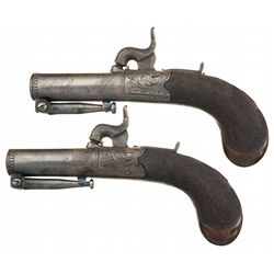 Pair of Engraved London Production Henry Tatham Junior Boxlock Percussion Pistols