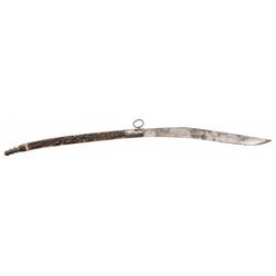 Massive French Folding Bowie Knife with Red Stag Grip Panels