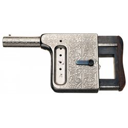 Exceptional Francaise Gaulois Number 3 Palm Pistol with Presentation Grade Etching Pouch and Purse