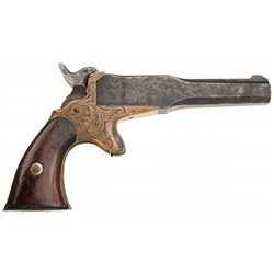 Rare Factory Engraved Lindsay Two Shot Pocket Pistol
