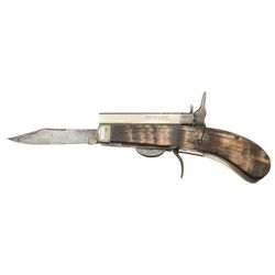 Unwin & Rodgers Rimfire Double Blade Knife Pistol with Horn Grips