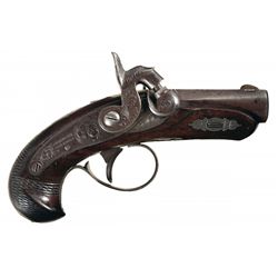 Silver Banded and Furnished Henry Deringer Philadelphia Pocket Pistol with Scarce Curry Brothers (Sa