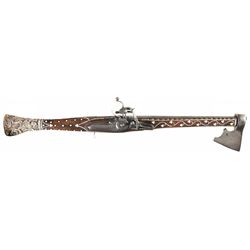 Unidentified Documented Wheelock Battle Axe Carbine with Extensive Bone Inlays and Scene Carvings fr