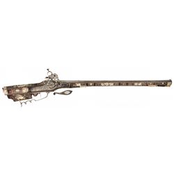 European Wheelock Sporting Gun with Extensive Bone and Pearl Inlays