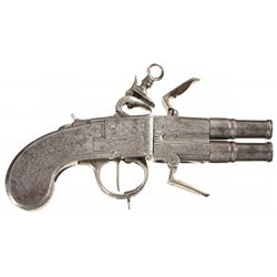 Zabala Marked Over/Under All Metal Flintlock Swivel Barrel Pistol