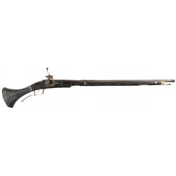 Wheelock Musket with Attractively Carved and Bone Accented Stock