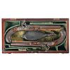 Image 1 : Cased Matching Pair of Engraved Gold Inlaid Wallis Hull Flintlock Pistols