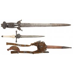 One Ivory Handled Plug Bayonet and One Dagger with Figural Hilt