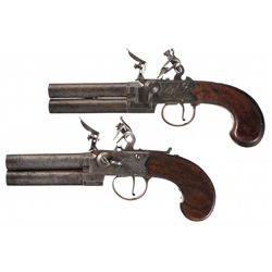Collector's Lot of Two London Over/Under Flintlock Pistols