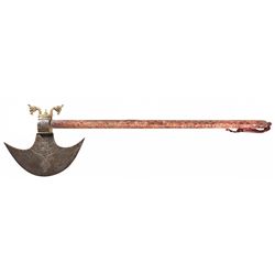 Persian Steel Axe with Gold Accents