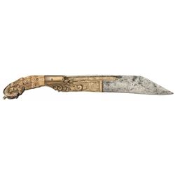 Sri-Lankan Piha-Kaetta Knife with Carved Ivory Grips