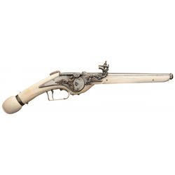 Decorative Wheel Lock Pistol with Highly Attractive Full Ivory Stock and Intriguing Breechloading Ar