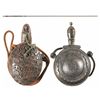 Image 1 : Two Intricately Carved Hardwood Powder Flasks and One Cleaning Rod