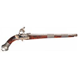 Attractive Silver Furnished and Bone Inlaid Mediterranean Miquelet Pistol