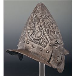Embossed Burgonet with Ear Flaps