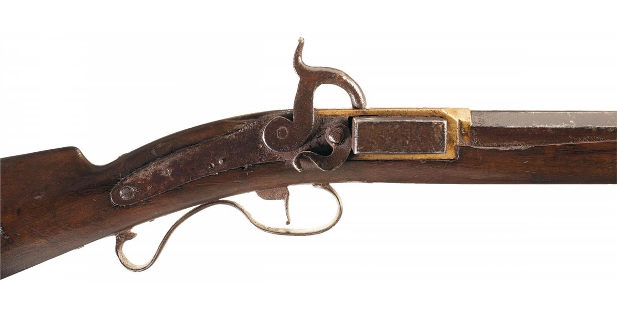 Very Rare Unmarked Jonathan Browning Style Percussion Harmonica Rifle