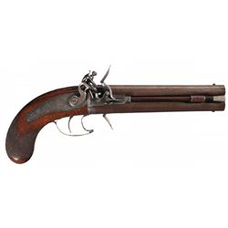 Engraved English Over/Under Swivel Barrel Flintlock Pistol