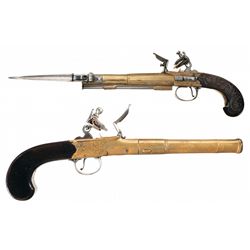 Collector's Lot of Two English Flintlock Pistols