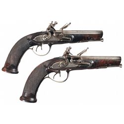 Pair of G. Bologini Double Barrel Flintlock Pistols
