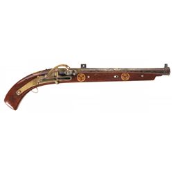 Extraordinary Engraved Gold and Silver Japanese Matchlock Pistol