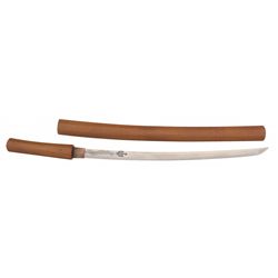 Attractive Signed Wakizashi-Length Japanese Blade in Shirasaya Mounting