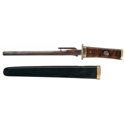 Attractive Japanese Clandestine "Tanto" Percussion Pistol with Sheath