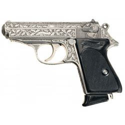 Extremely Rare Documented Historic World War II Nazi Walther Factory Engraved Heinrich Himmler Inscr