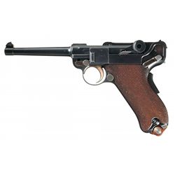 Extremely Rare DWM Model 1900 Swiss Luger Pistol with Unique A Letter Suffix Serial Number and Holst