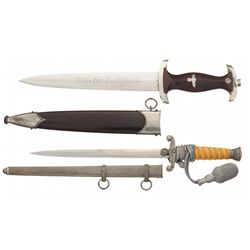 Two World War II Nazi Daggers with Scabbards