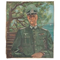 Scarce World War II Period Oil on Canvas Painting of a Nazi Infantry Colonel Signed Maxim Kohler