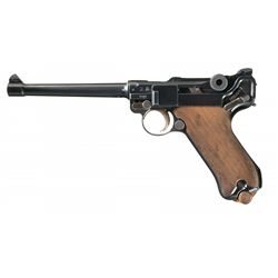 Very Desirable and Exceptional 1916 Dated DWM Model 1914 Navy Luger Pistol with Matching Magazine an
