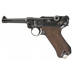 Excellent World War II Nazi 1940-42 Code Mauser Luger Pistol Rig with Two Matching Magazines and 194