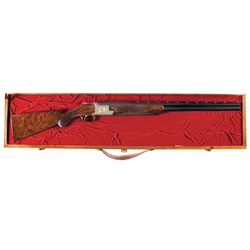 Cased Double Signed Engraved and Gold Inlaid Belgian Browning Superposed Waterfowl Edition Shotgun