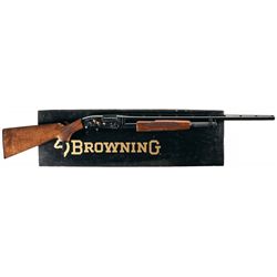 Engraved and Gold Highlighted Browning Model 12 Grade V Slide Action 20 Gauge Shotgun with Original