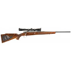 Desirable R. Risack Signed Master Engraved Belgian Browning Olympian Grade Bolt Action Rifle with sc