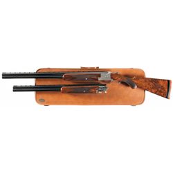Desirable Belgian Browning Pigeon Grade Two Barrel Set Superposed Shotgun with Case