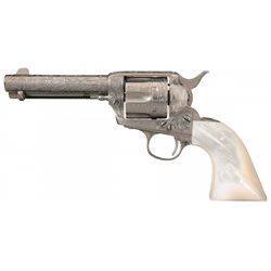Signed David Harris Cattle Brand Engraved Pre-War Colt Single Action Army Revolver with Pearl Grip