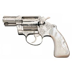 Factory Engraved Colt Detective Special Double Action Revolver with Carved Pearl Grips