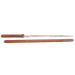 Historic Leather Covered Swagger Stick with Concealed Dagger Marked Cogswell & Harrison, Inscribed G