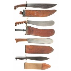 Two U.S. Bolo Knives and Two Corpsman Knives, All with Sheaths