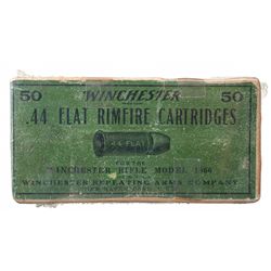 Rare Box of Winchester 44 Flat Model Cartridges Branded for the Model 1866 Rifle