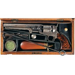 Extraordinary Deluxe Factory Exhibition Engraved Cased Colt London Model 1851 Navy Revolver