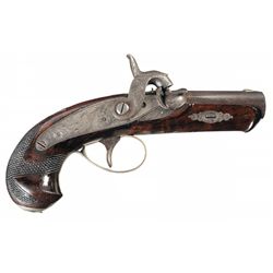 Attractive Henry Deringer Philadelphia Pocket Pistol, Gold Banded and Silver Mounted, Produced for M