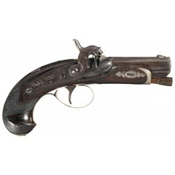 Gold Banded and Silver Mounted Henry Deringer Percussion Pocket Pistol Produced for F.H. Clark & Com