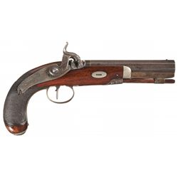 Gold and Silver Banded Deringer Philadelphia Percussion Pistol with F.H. Clark (Memphis, Tennessee)