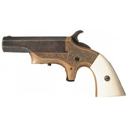 Factory Engraved Merrimack Arms Southerner Single Shot Derringer Pistol with Ivory Grips