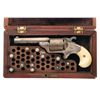 Image 1 : Excellent Cased Engraved Silver and Gold Moore's Patent Teat-Fire Revolver with Ivory Grips