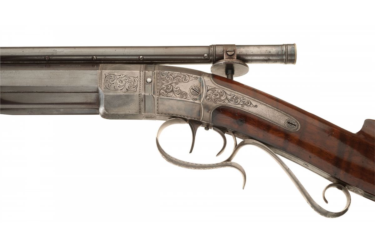 Exceptional Finely Engraved Morgan James Heavy Barrel Percussion Target ...