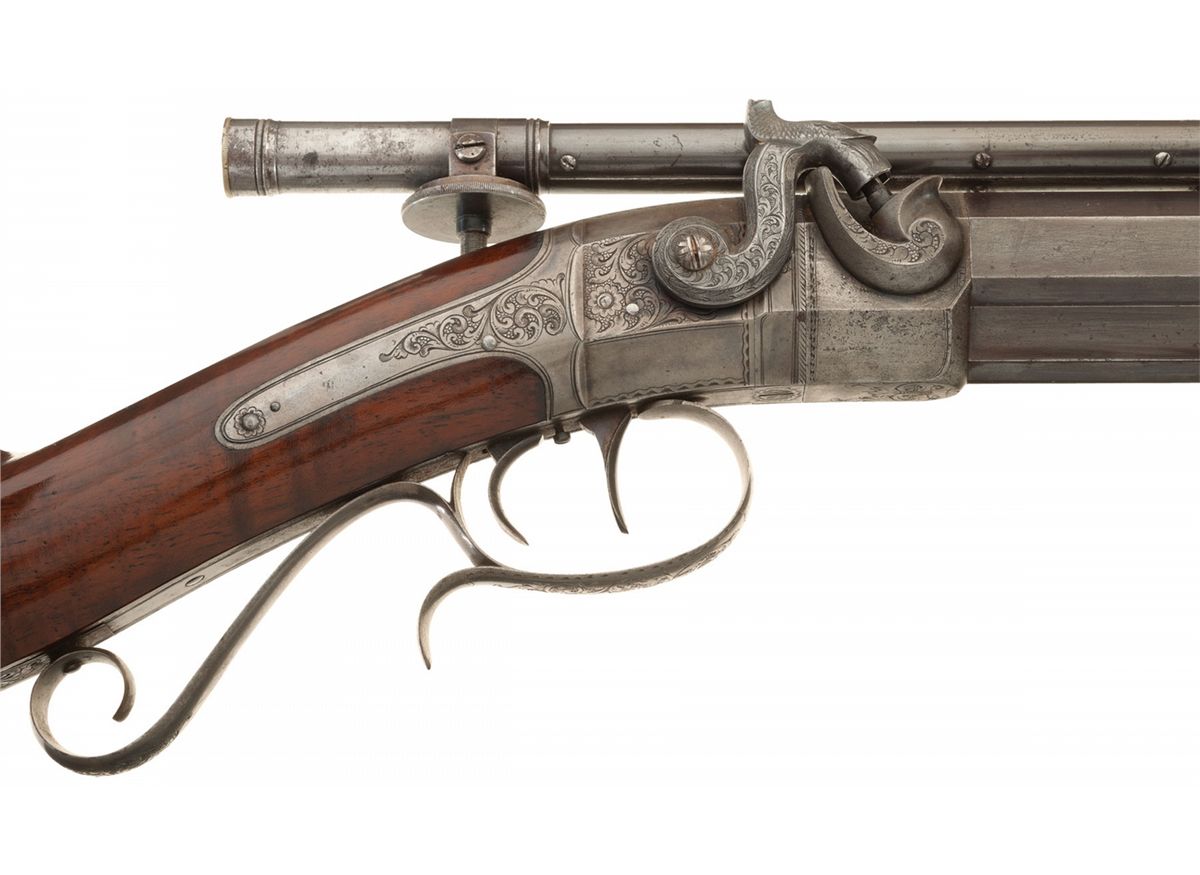 Exceptional Finely Engraved Morgan James Heavy Barrel Percussion Target ...